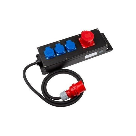 Vollgummi-Verteiler-Klein mit 16A-Zuleitung, 1x CEE 16A und 3x Schuko-Dosen - sinoselektroshop.com